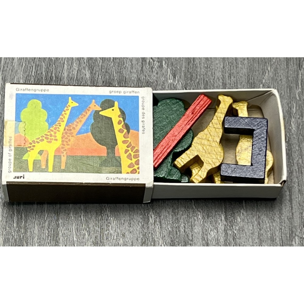 Vintage JURI Giraffen Gruppe Wooden Stacking Blocks Toy Safari West Germany